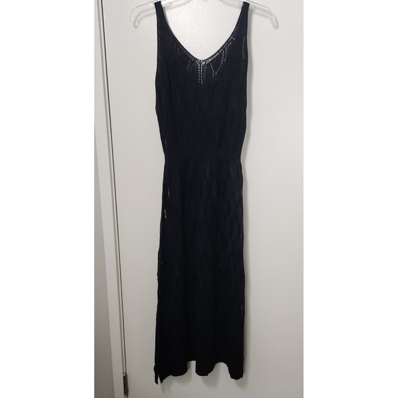 Dresses & Skirts - Women's Crochet Black V-Neck Sleeveless Dress Elastic Waist Open Knit‎ XL Beach